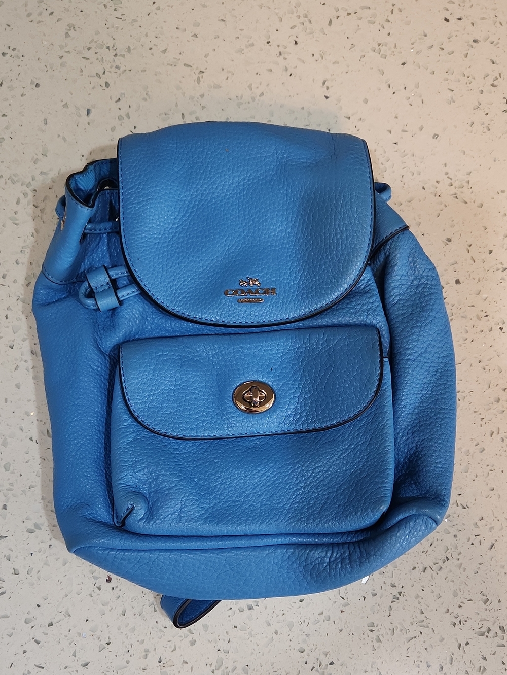 Coach Turquoise Pebbled Leather Mini Backpack